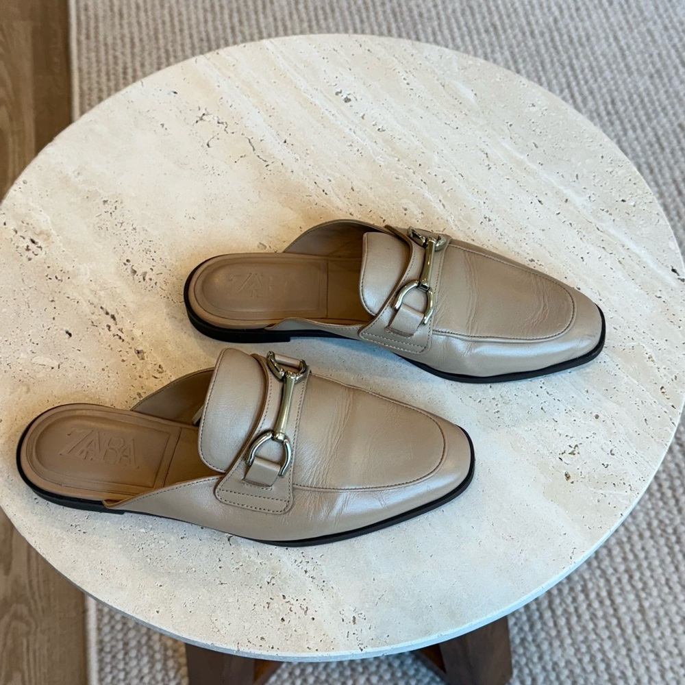 Zara Tan Loafers Slip-On Sophistication